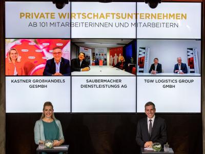 Die Nominierten in der Kategorie "Private Wirtschaftsunternehmen ab 101 Mitarbeiterinnen und Mitarbeitern"