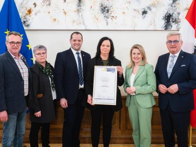 Marktgemeinde St. Georgen am Ybbsfelde mit FBM MMag. Dr. Susanne Raab und Präsident des Österreichischen Gemeindebundes, Bgm. Mag. Alfred Riedl